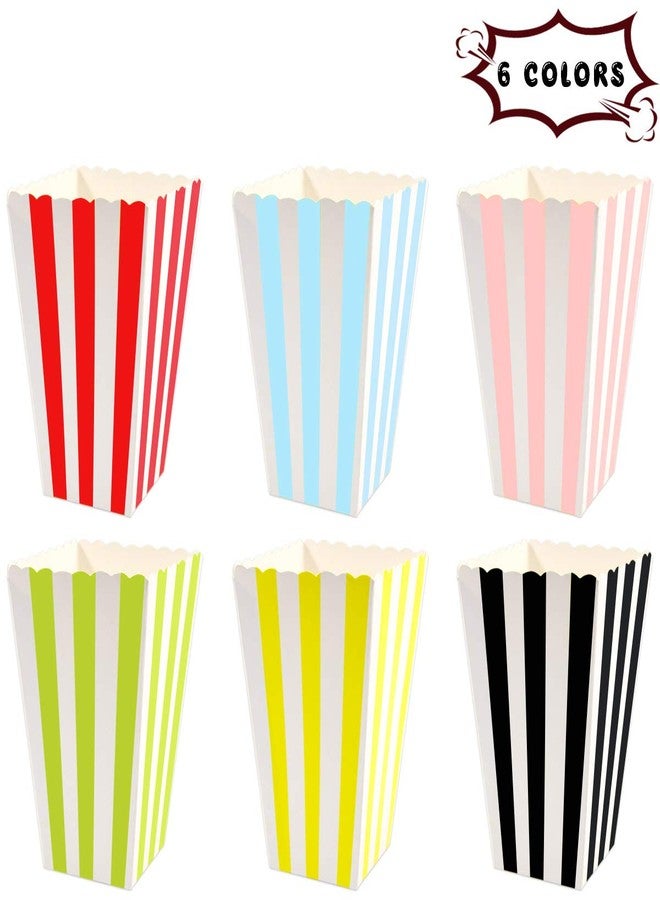 ceiba tree Popcorn Boxes Colorful Striped for Party Movie Night Mini Popcorn Bags Buckets Cardboard Container Supplies for Thursday Night Football 24Pcs - Image 3